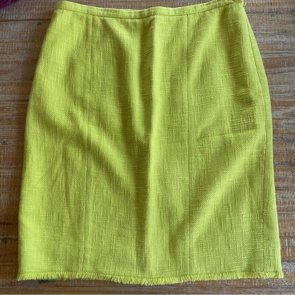 MOSCHINO Cheap & Chic Lime Green Raw Hem Pencil Skirt Sz 12 - Picture 1 of 6